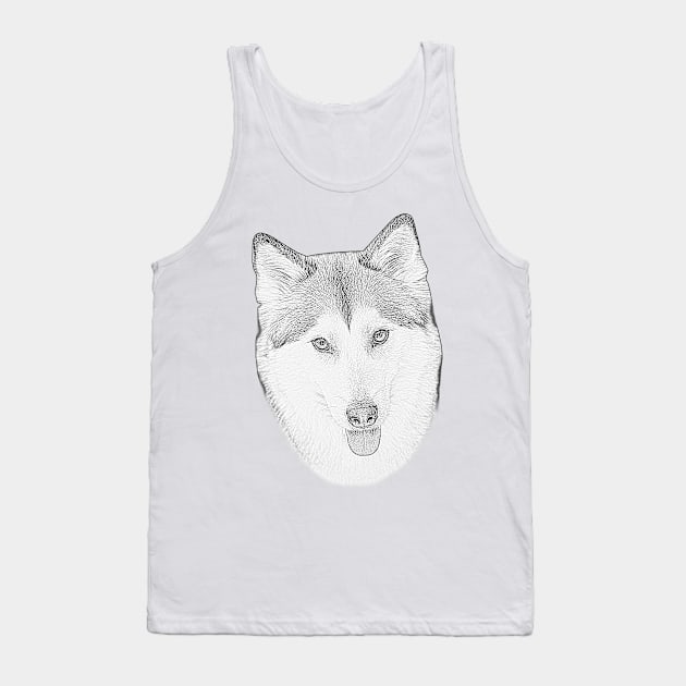 Husky Love Sketch Portrait by Orikall Tank Top by Orikall